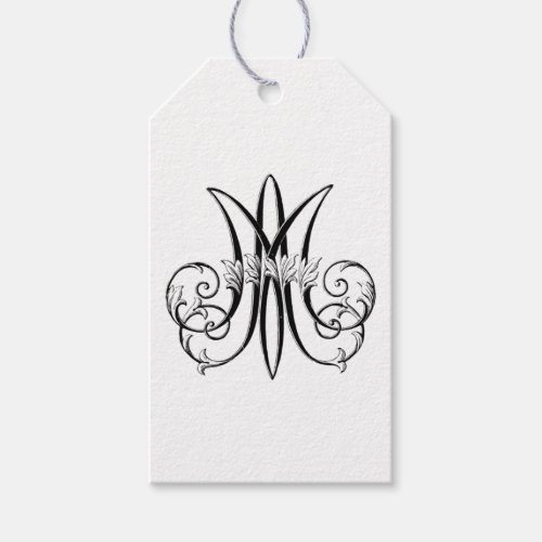 Religious Marian Monogram M Black  White  Gift Tags