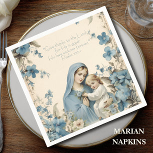 Religious Mary and Jesus Floral Scripture  Napkins