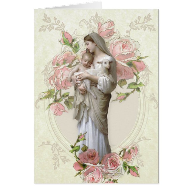 Religious Mary Jesus Good Shepherd Catholic Cards (Front)