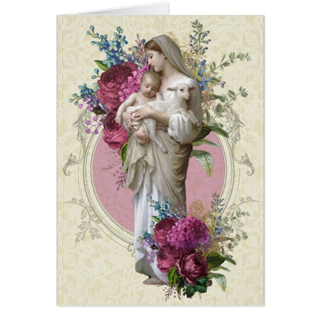 Religious Mary Jesus Good Shepherd Catholic Cards (Front)