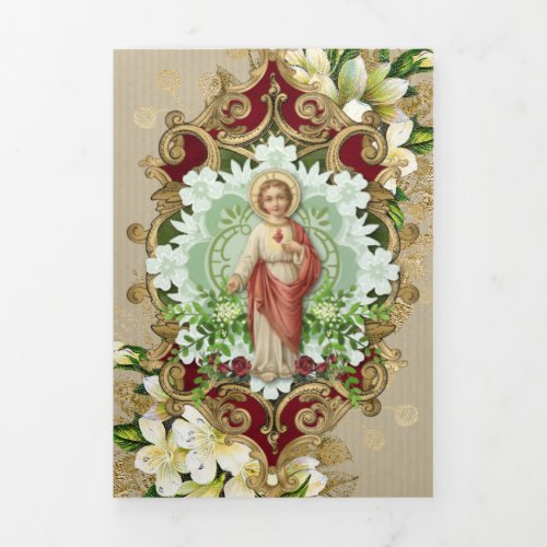 Religious Mass Offering Sacred Heart Jesus Tri_Fold Card
