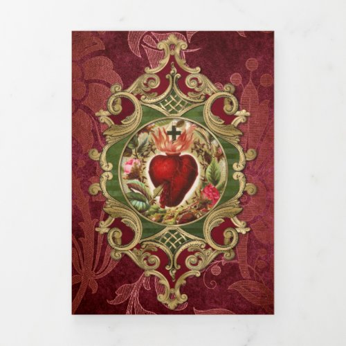 Religious Mass Offering Virgin Mary  Jesus Tri_Fold Card
