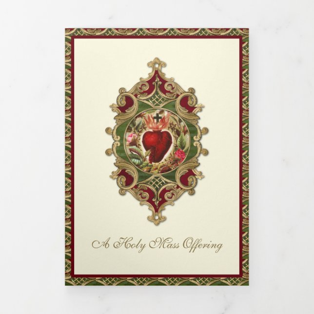 Religious Mass Offering Virgin Mary  Jesus Tri-Fold Card (Cover)