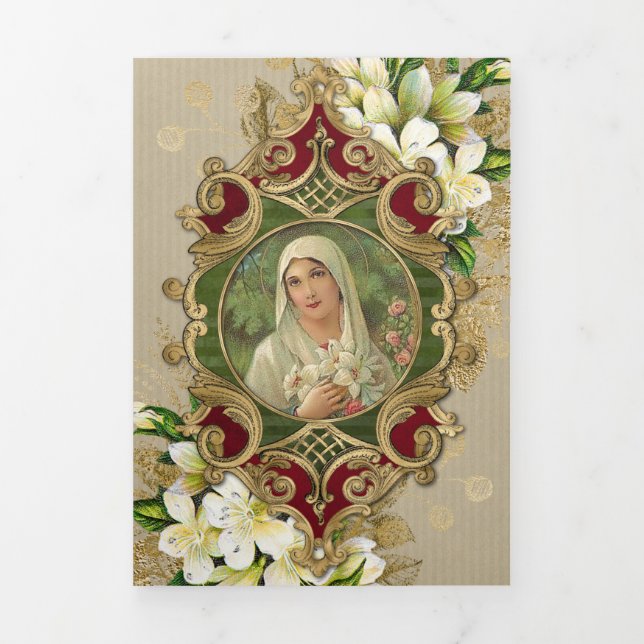 Religious Mass Offering Virgin Mary Tri-Fold Card (Cover)