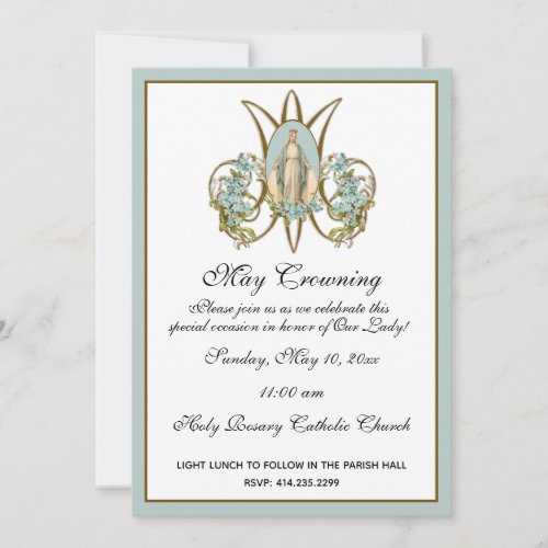 Religious May Crowning Mary Mothers Day Floral Invitation