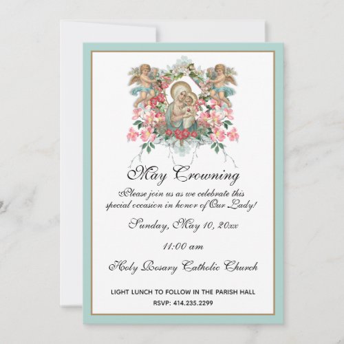 Religious May Crowning Mary Mothers Day Jesus Invitation