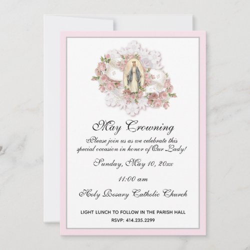 Religious May Crowning Virgin Mary Mothers Day Invitation