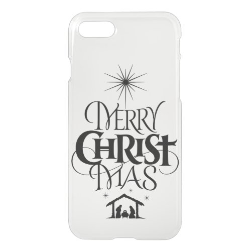 Religious Merry Christmas Black Chalk Calligraphy iPhone SE87 Case
