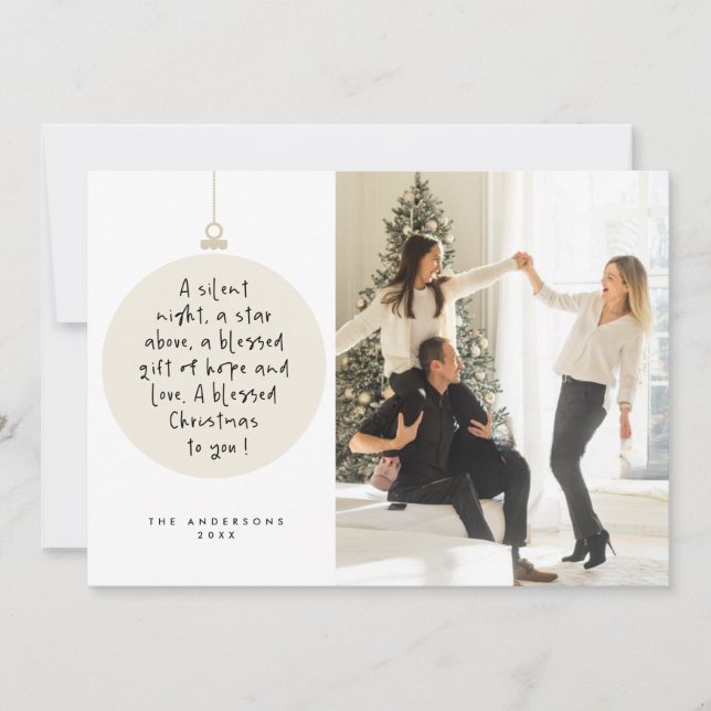 Religious, Merry Christmas, Christian Family Photo Holiday Card (Front)