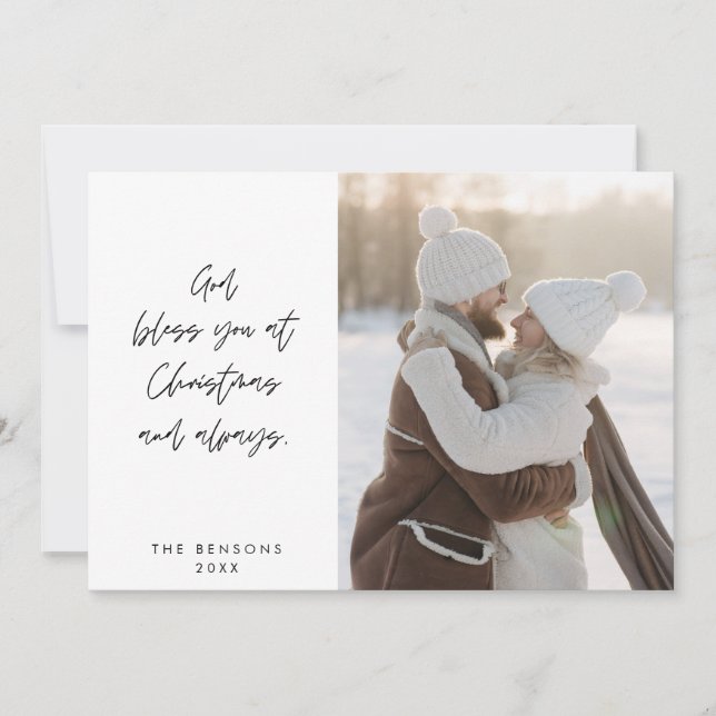 Religious, Merry Christmas, Christian Family Photo Holiday Card (Front)