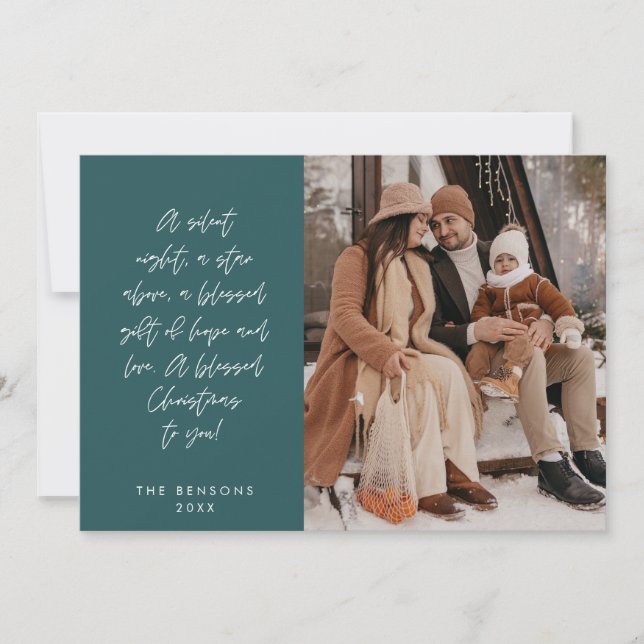 Religious, Merry Christmas, Christian Family Photo Holiday Card (Front)
