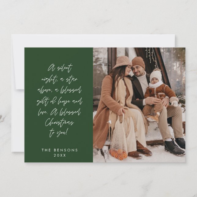 Religious, Merry Christmas, Christian Family Photo Holiday Card (Front)