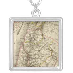 Religious Middle East atlas map Silver Plated Necklace