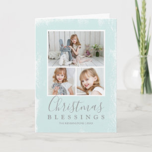 Religious Mint Green Photo Modern Christmas Holiday Card