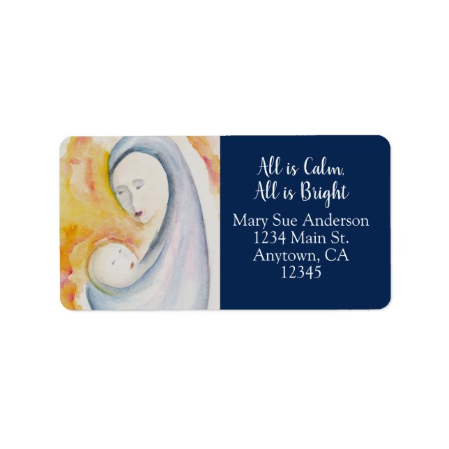 Religious Modern Christmas Madonna and Child Label (Front)
