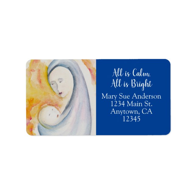 Religious Modern Christmas Madonna and Child Label (Front)