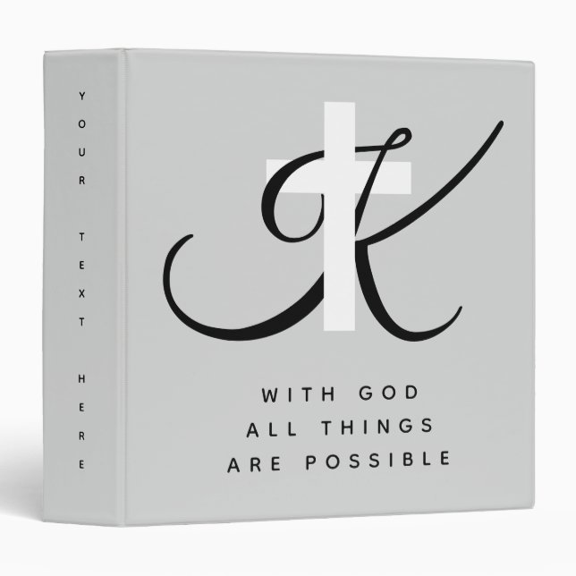 Religious monogram Christian wedding photo album 3 Ring Binder (Front/Spine)