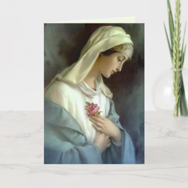 Religious Mothers Day Blessed Virgin Mary Rose Card (Front)