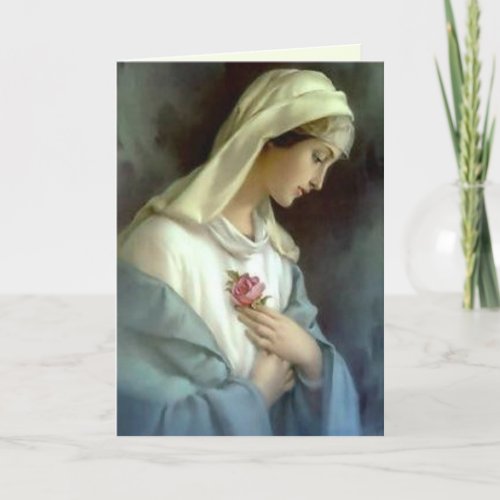 Religious Mothers Day Blessed Virgin Mary Rose Card