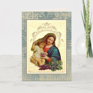 Religious Mothers Day Blessed Virgin Mary Vintage Card