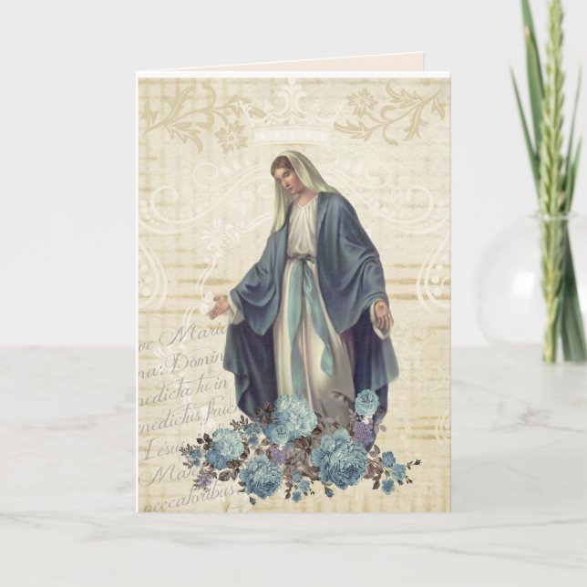 Religious Mothers Day Blessed Virgin Mary Vintage Card (Front)