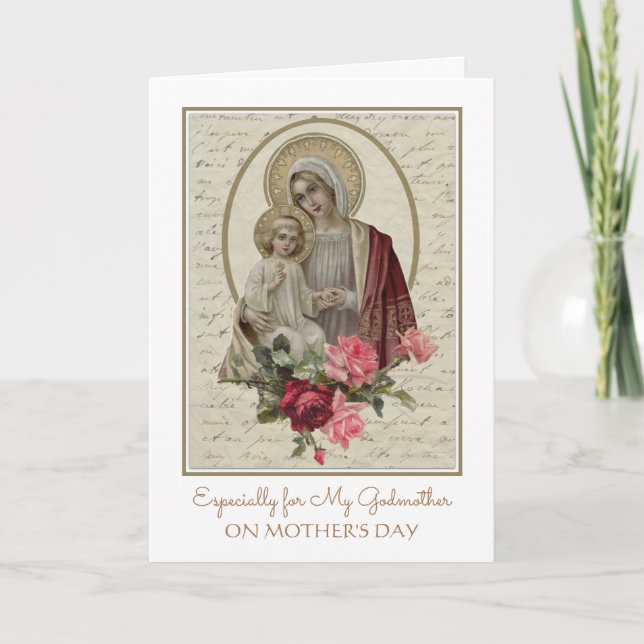 Religious Mother's Day Godmother Catholic Card (Front)
