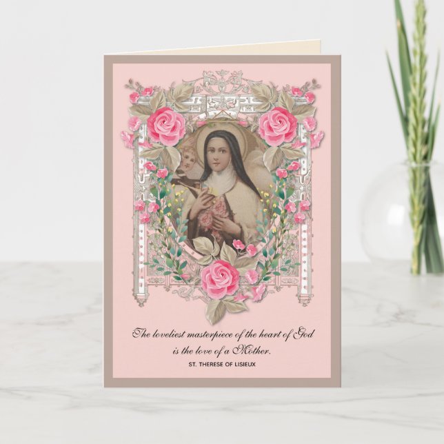 Religious Mothers Day St. Therese Catholic Card (Front)