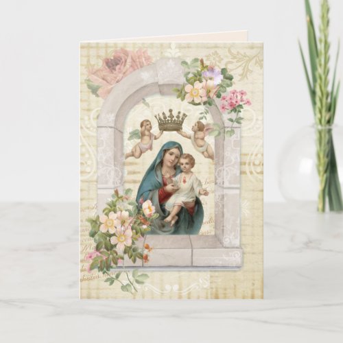 Religious Mothers Day Virgin Mary Jesus Angels Card