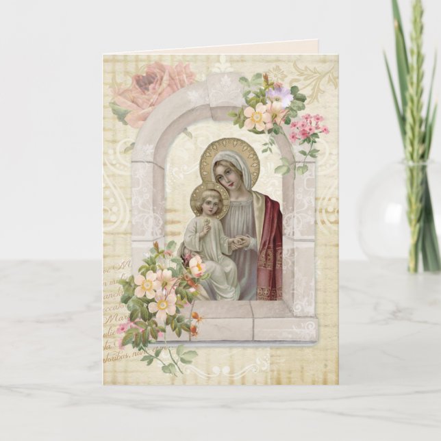 Religious Mothers Day Virgin Mary Jesus Card (Front)