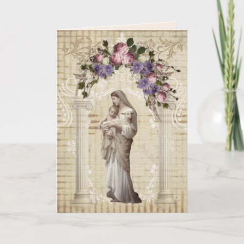 Religious Mothers Day Virgin Mary Lamb Jesus Card