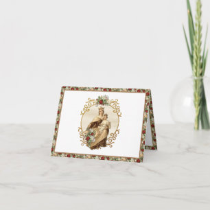 Religious Mount Carmel Floral Virgin Mary Jesus Letterpress Thank You Card