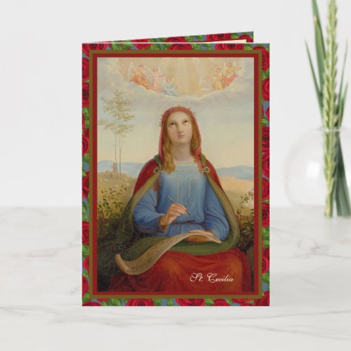Religious Musical St Cecilia Catholic Prayer Card