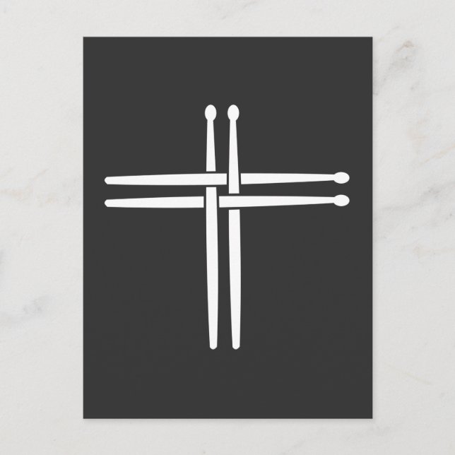 Religious Musician Drum Sticks Cross Christian Postcard (Front)