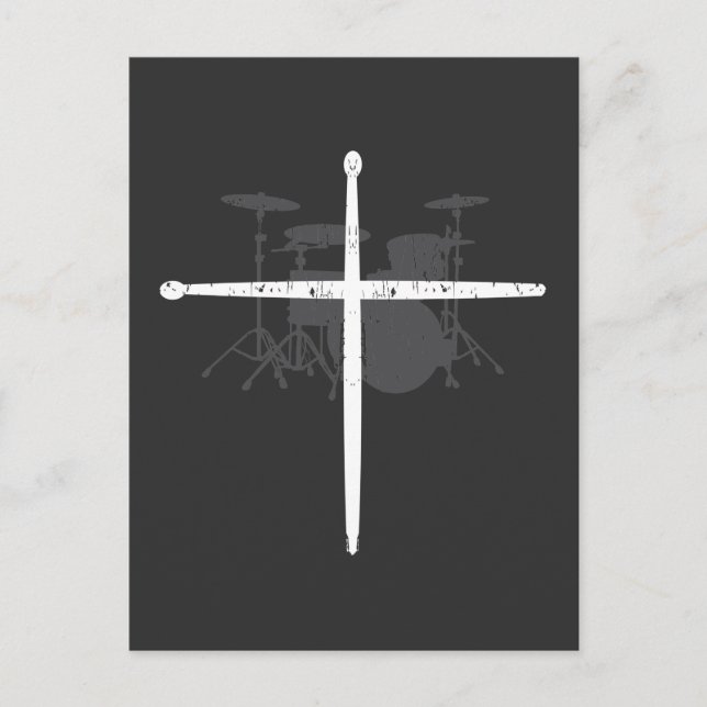 Religious Musician Drum Sticks Cross Drummer Postcard (Front)