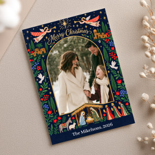 Religious Nativity 1 Photo Christmas Card