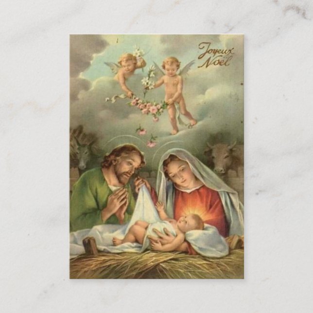 Religious Nativity Christmas Jesus Mary Joseph  Business Card (Front)