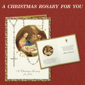Religious Nativity Rosary Vintage Jesus Christmas Holiday Card by ShowerOfRoses at Zazzle