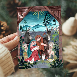 Religious nativity scene Christmas Holiday Card