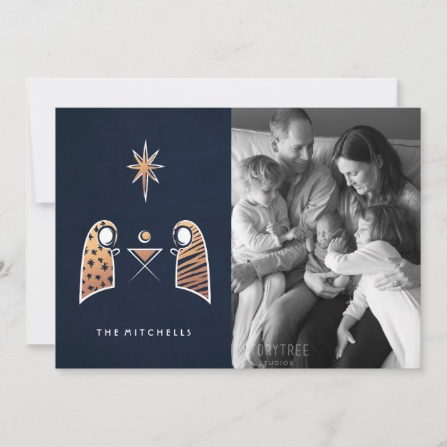 Religious Nativity Scene Christmas Photo Card (Front)