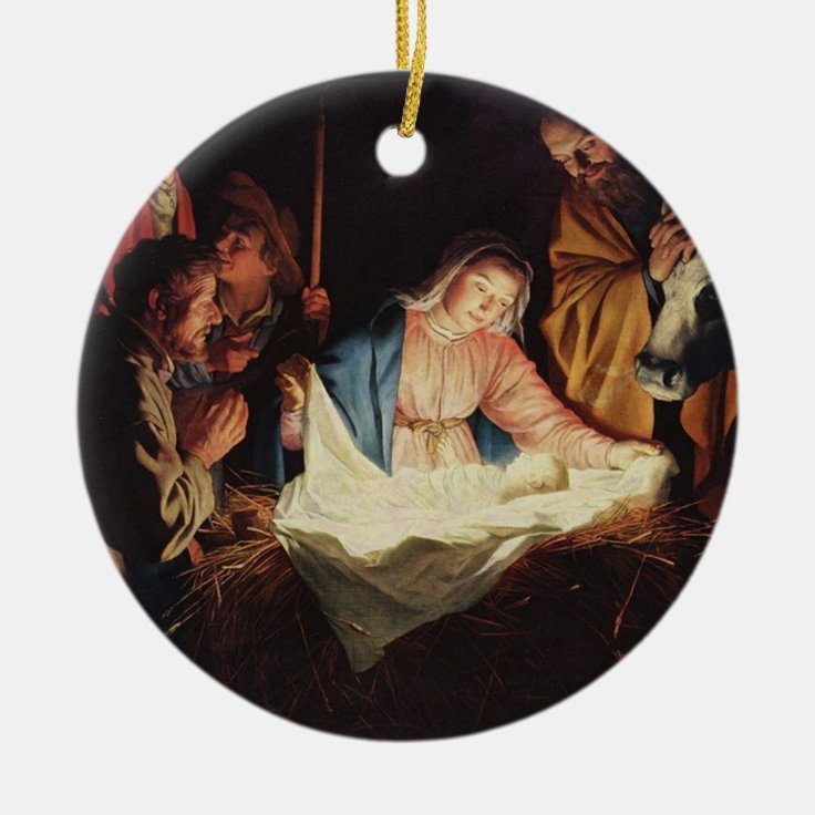 Religious nativity scene painting ornament Zazzle