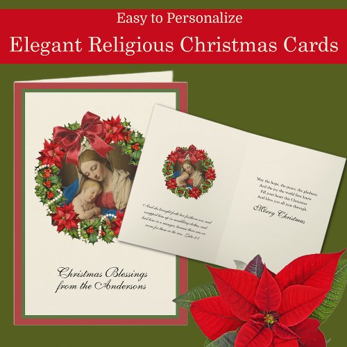 Religious Nativity Virgin Mary Jesus Joseph Floral Holiday Card