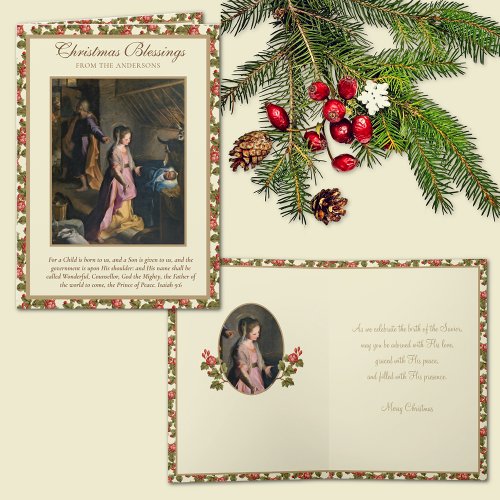 Religious Nativity Virgin Mary Jesus Vintage Holiday Card