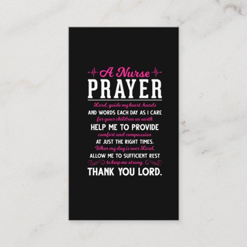 Religious Nurse Prayer Christian Nursing Lord Business Card