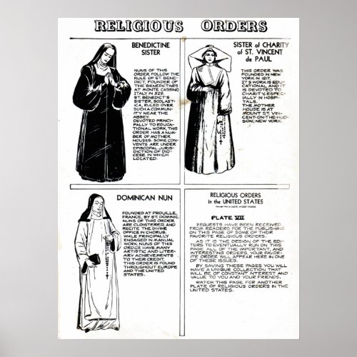 Religious Orders Benedictine Nuns Poster