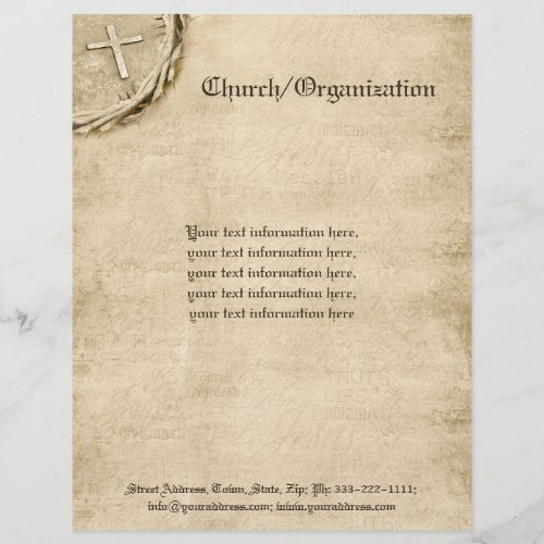 Religious Organization Aged Cross Letterhead