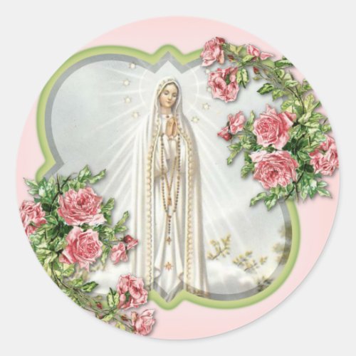 Religious Our Lady of Fatima Virgin Mary  Card Classic Round Sticker