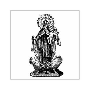 Religious Our Lady of Mount Carmel w Scapular Rubber Stamp