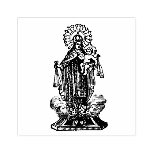 Religious Our Lady of Mount Carmel w Scapular Rubber Stamp