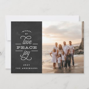 Religious Peace Love Joy Chalk Christmas Photo Holiday Card