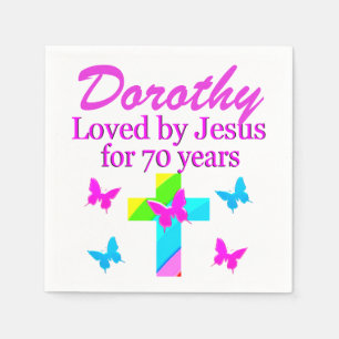 RELIGIOUS PERSONALIZED 70TH BIRTHDAY NAPKINS